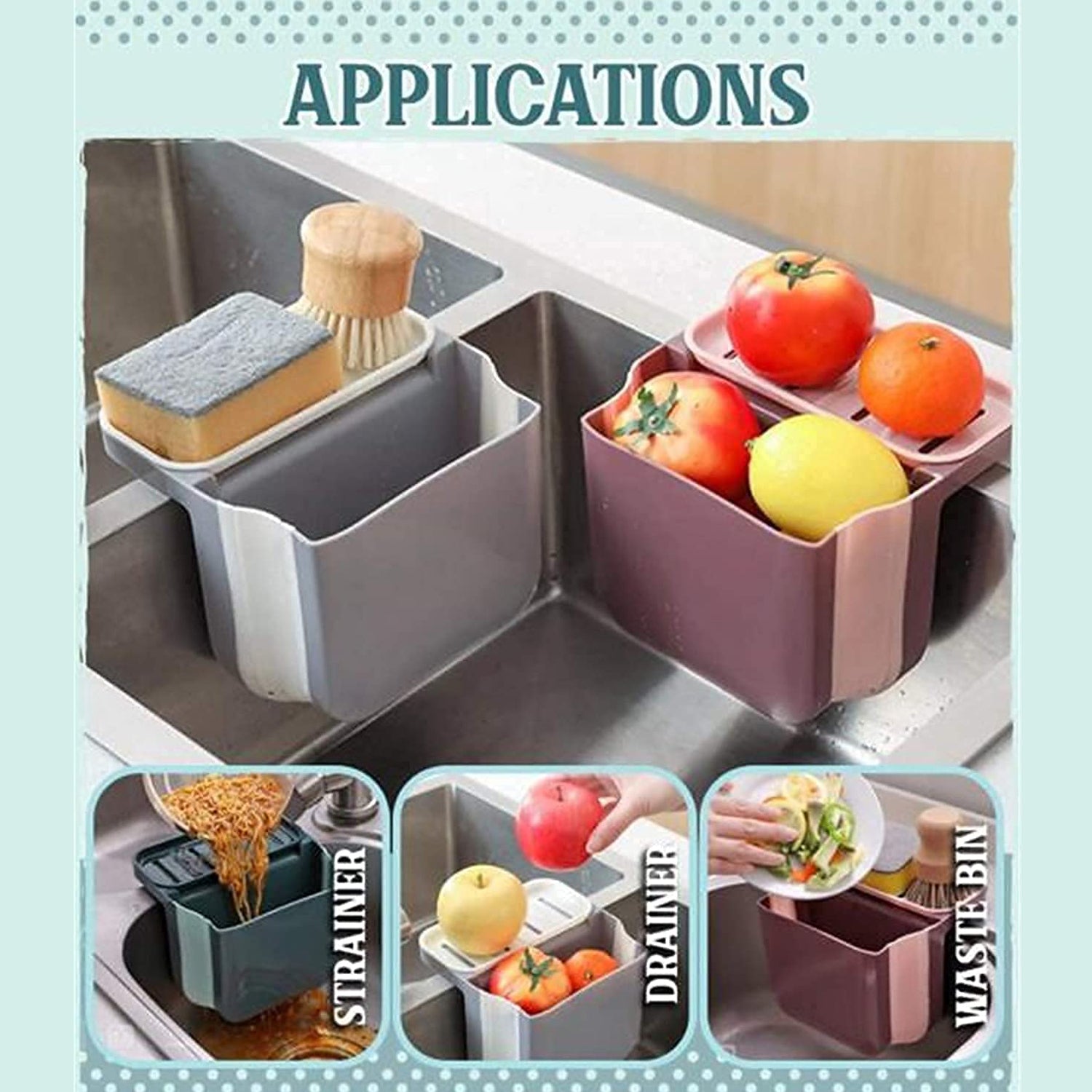 5856 Small Multifunction Sink Drain Basket - Universal & Foldable - Sink Trash Holder Sink Side Storage Drainer Strainer Basket, Foldable Kitchen Sink Drain Strainer for Food,Dish Drainer for Fruits, Vegetables 5856 Small Multifunction Sink Drain Basket - Universal & Foldable - Sink Trash Holder Sink Side Storage Drainer Strainer Basket, Foldable Kitchen Sink Drain Strainer for Food,Dish Drainer for Fruits, Vegetables